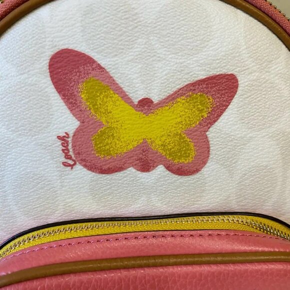 Coach C8257 Mini Court Backpack In Signature Canvas In Chalk/Taffy Multi - Picture 9 of 10